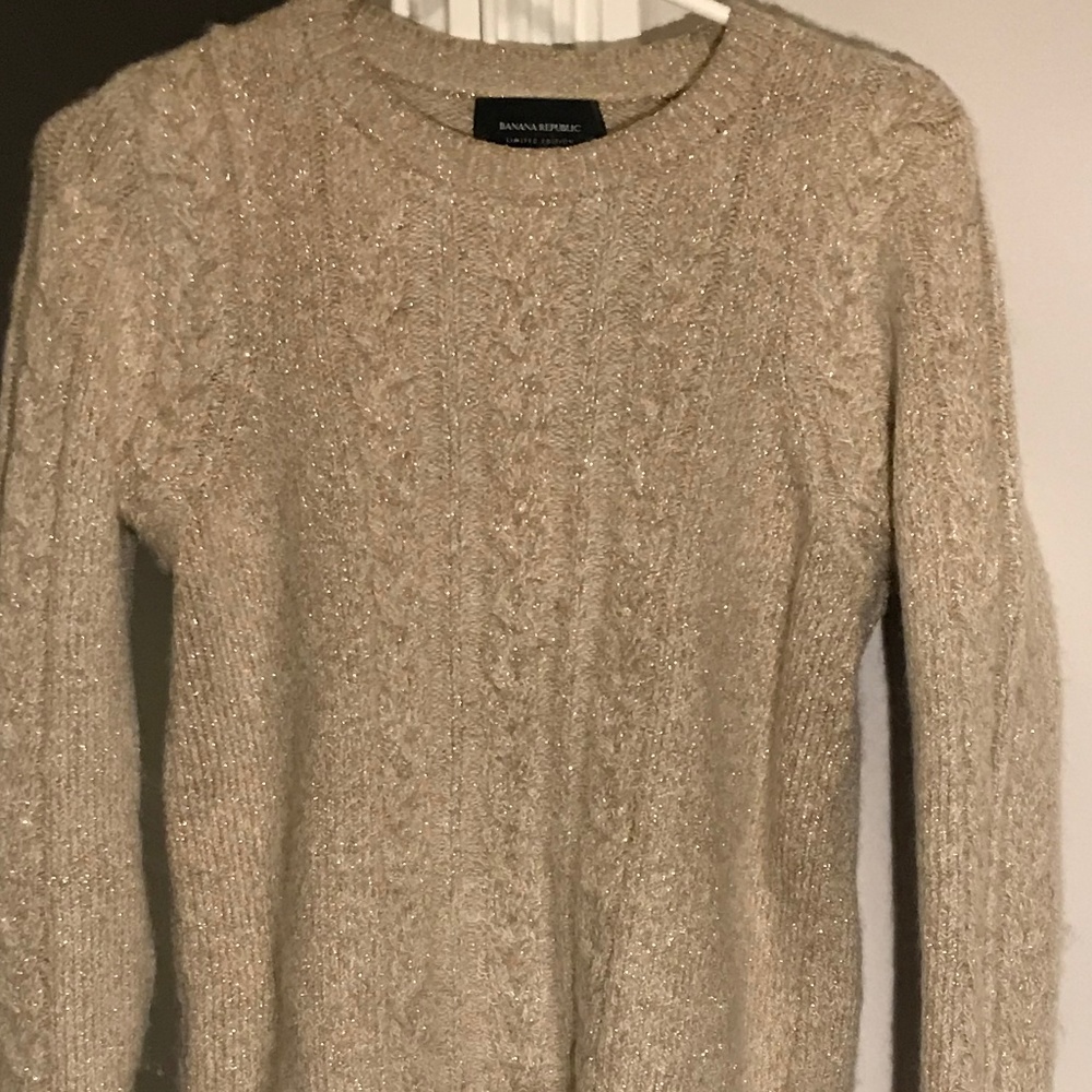 Banana Republic Cable Knit Sparkle Sweater XS